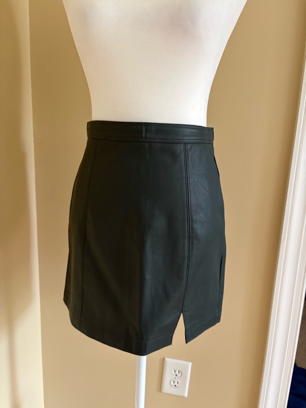Altar'd State Dark Green Faux Leather Detail Skirt